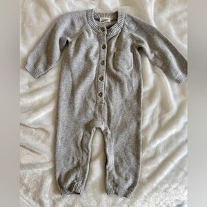 Cozy Gray Knit Baby One-Piece Romper